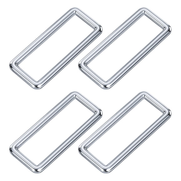 Unique Bargains 4Pack Metal Rectangle Ring, 2 x 5/8 Inch Metal Rectangular Buckle for Bag Belt, Silver