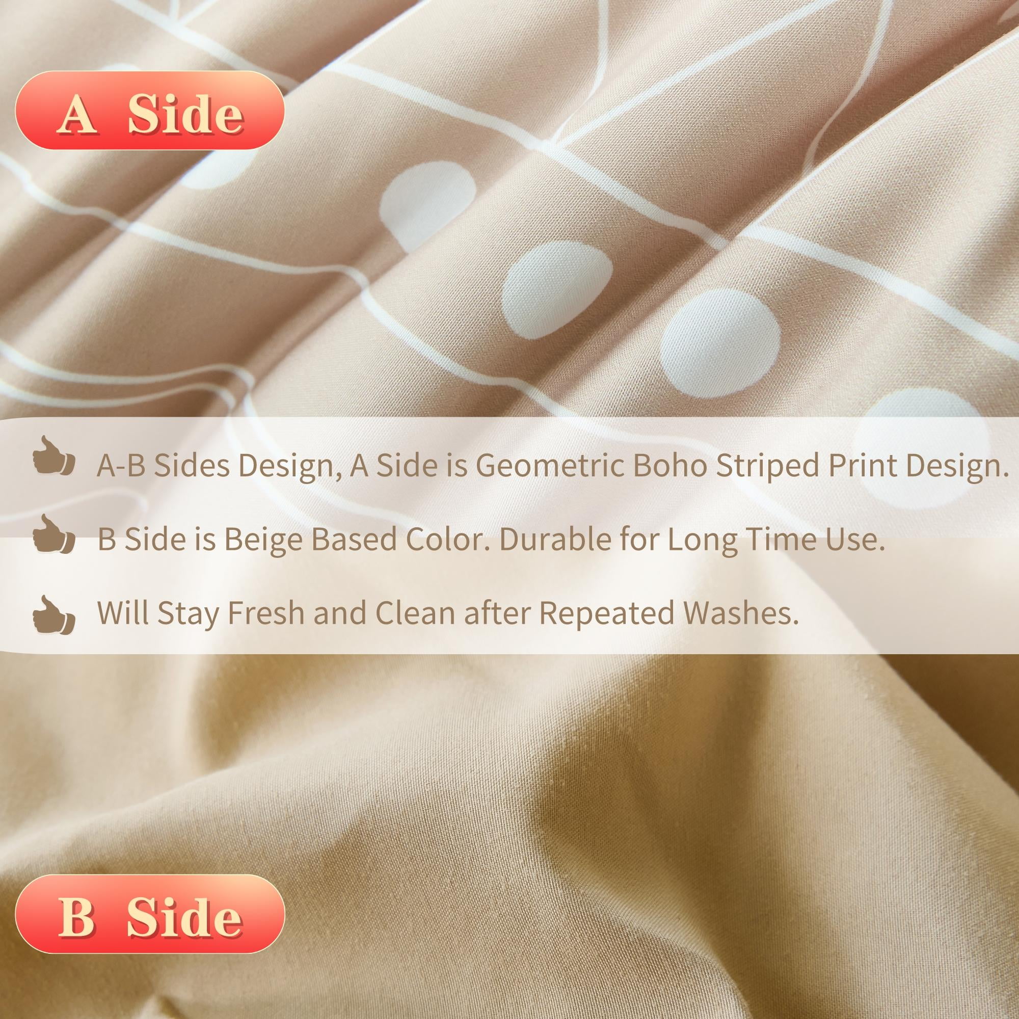 RYNGHIPY Full Stripe Bed in a Bag 8-Piece Bohemian Taupe Comforter Sets for Kids Fluffy Geometric Beige Bedding Sets for All Season, Full