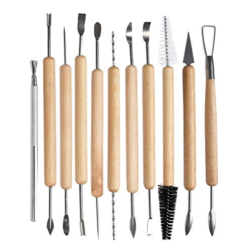  SEWACC 1 Set Pottery Clay Tools Ceramic Tools Wood Tools  Ceramic Clay Ceramics Tools Beginner Clay Modeling Tools Polymer Clay Tools  Sponge Carving Tool for Pottery Wooden Supplies