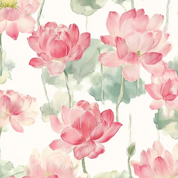 Peel and Stick Wallpaper Pink Lotus Flowers Soft Watercolor Wall Mural 17.7in x 9.8ft Self Adhesive Removable Wall Paper Renter Friendly Wallpaper for Bedroom Cabinets Countertops