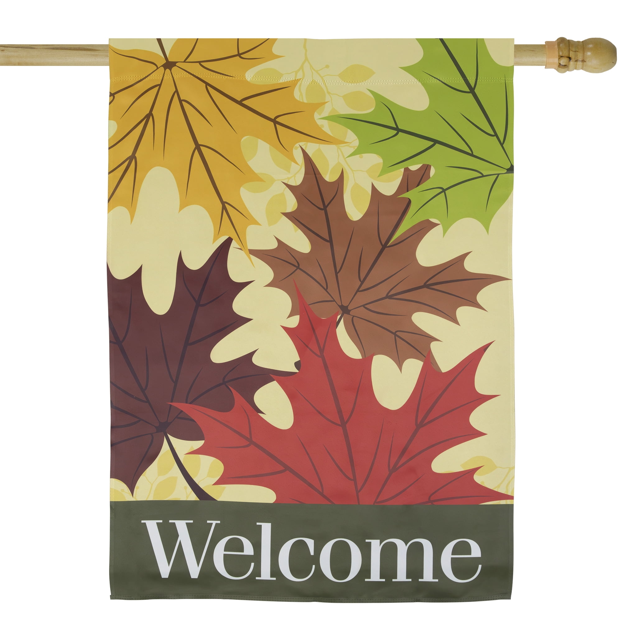 Red and Yellow Fall Leaves Welcome Outdoor Garden Flag 28" x 40"