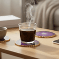 thumbnail image 5 of Modern Home Set of 4 Natural Agate Stone Coasters - Purple w/Gold Edge, 5 of 6