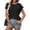 Black, variant on Women’S Contrast Scallop Trim Knit Top, Round Neck Short Sleeve Casual Sweater, Polyester, 1pc, Sizes S M L XL