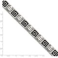 thumbnail image 6 of Avariah Chisel Stainless Steel Polished with Black Enamel Greek Key Bracelet - 9", 6 of 8