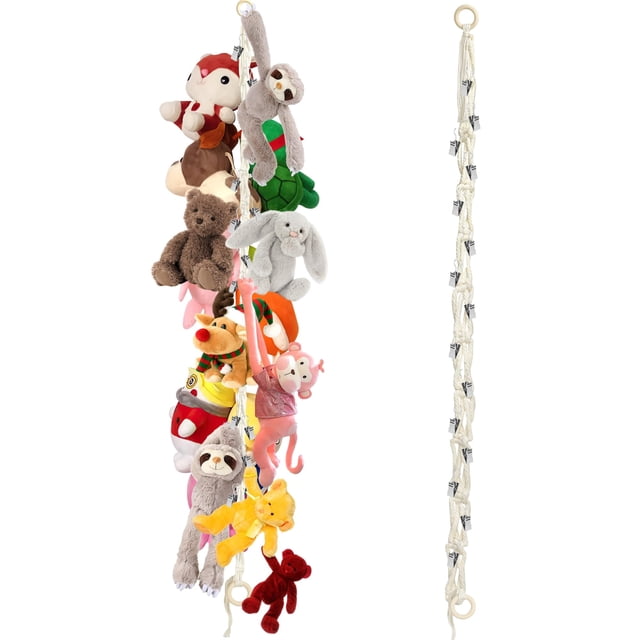 Hamaca con forma de esquina para guardar animales de peluche, con clips