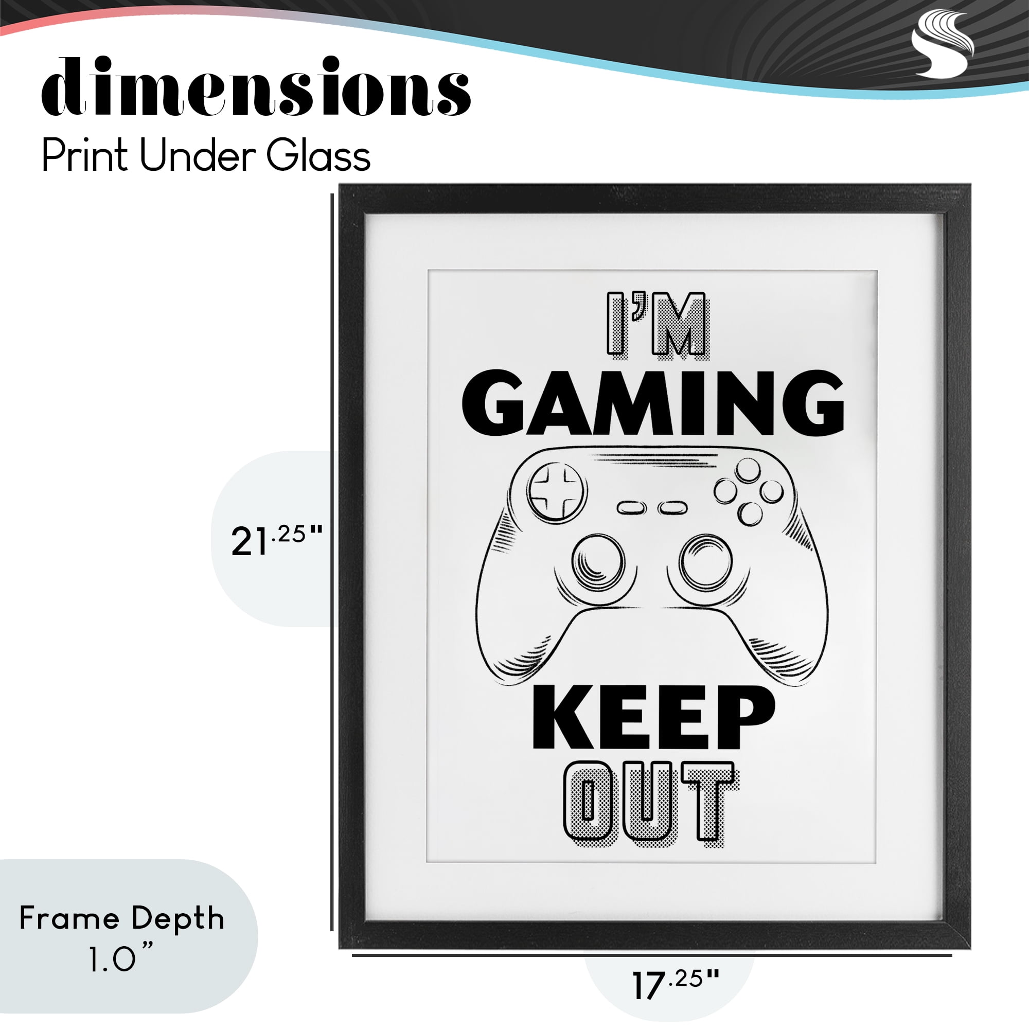 Stupell Industries Gaming Keep Out Black Framed Print Under Glass, design by Marcus Prime