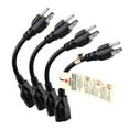 thumbnail image 2 of Miady Rallonge Courte, 16AWG/13A, 3 Broches (4 Pack, Noir, 8 Pouces) 4 Pack, 2 of 2