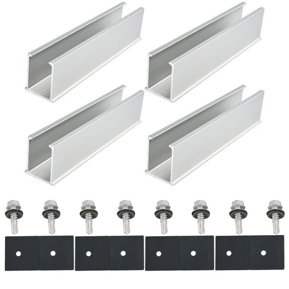 4pcs Solar Panel Guide Rail Aluminum Bracket PV Rail Fastening Module Trapezoidal Roof Mount Pv Solar Mounting Rail 20cm