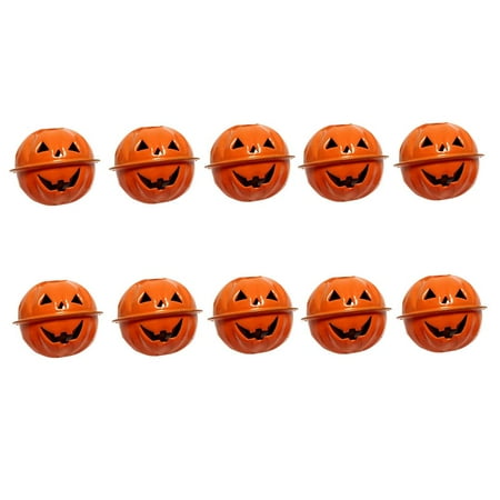 

10PCS Halloween Pumpkin Bells with Hole Halloween Accessories Metal Pumpkin Pendant for Christmas Tree