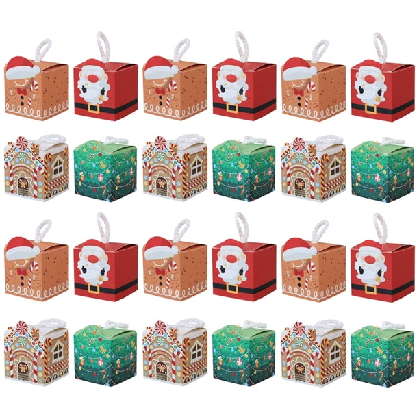 GOOHOCHY 24 cajas de regalo navideñas, cajas de dulces, cajas de golosinas, decoraciones para fiestas, recuerdos de fiesta de Navidad
