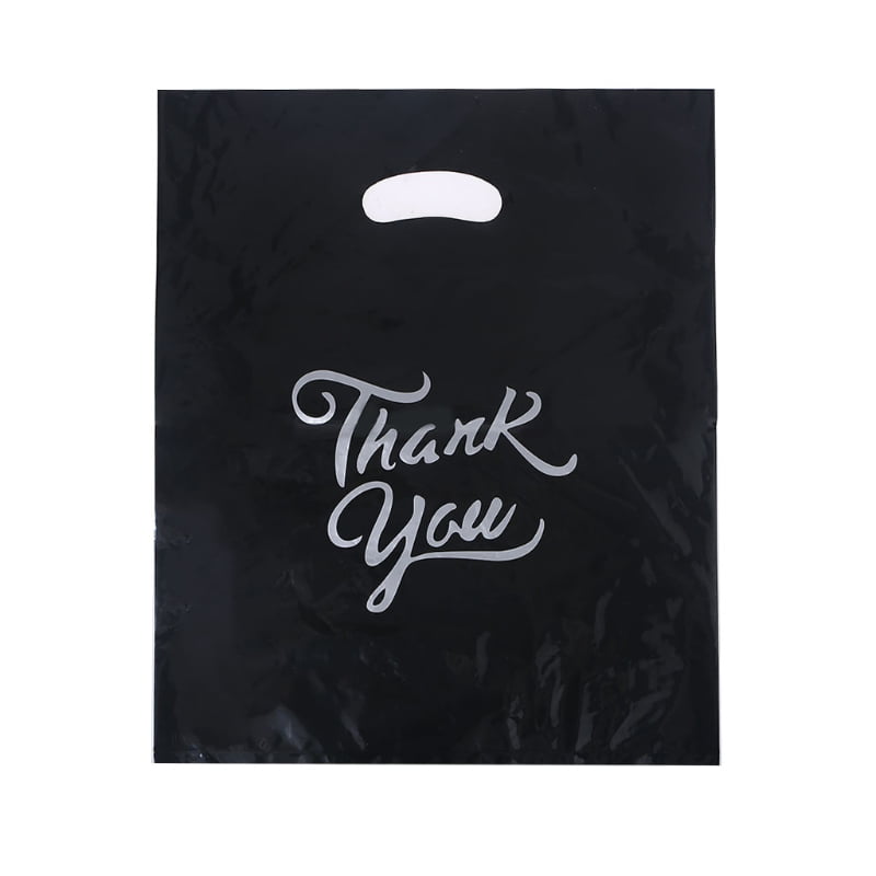 100Pack 16x18 Glossy Plastic Merchandise Bags,2Mil Extra Thickness,Retail Shopping Bags with Handle Shopping Bags for Boutique，Gift Bags White 50/Black 50 