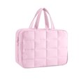 thumbnail image 2 of Necesera de aseo colgante con organizador de joyas | Almacenamiento multicapa de nylon | Negro Rosa Blanco | Asa portátil | Pincel de maquillaje resistente al agua para herramienta de belleza |, 2 of 6