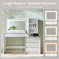 thumbnail image 4 of wow97e Modern Vanity Desk with Touch Screen LED Mirror, 55" Big Make Up Table with 5 Drawers , Wood Dressing Tablew/3 Color Available, Charging Station, 4 of 7
