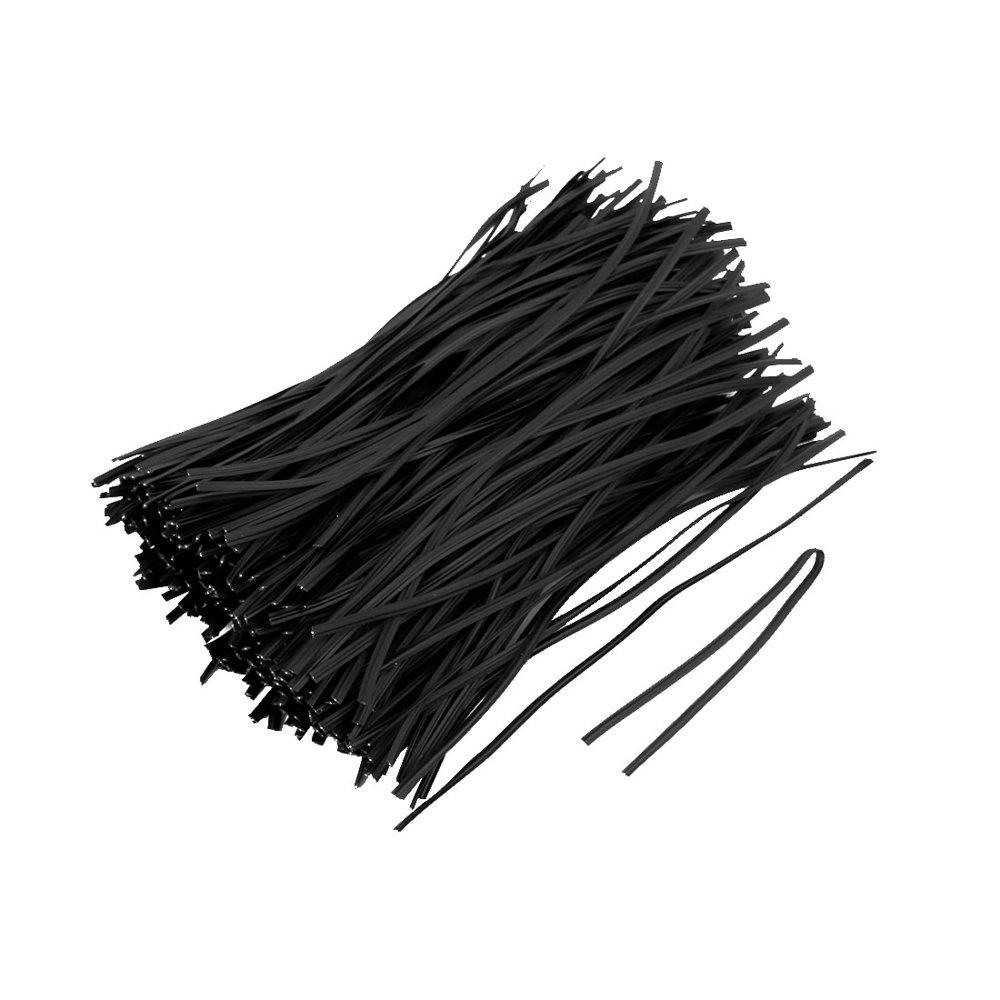 Plastic Coated Cord Closure Twist Tie Wire Black 6 x 0.08 Inch 300pcs