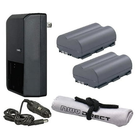 Canon EOS 40D High Capacity Intelligent Batteries (2 Units) + AC/DC Travel Charger + Nwv Direct Microfiber Cleaning Cloth.