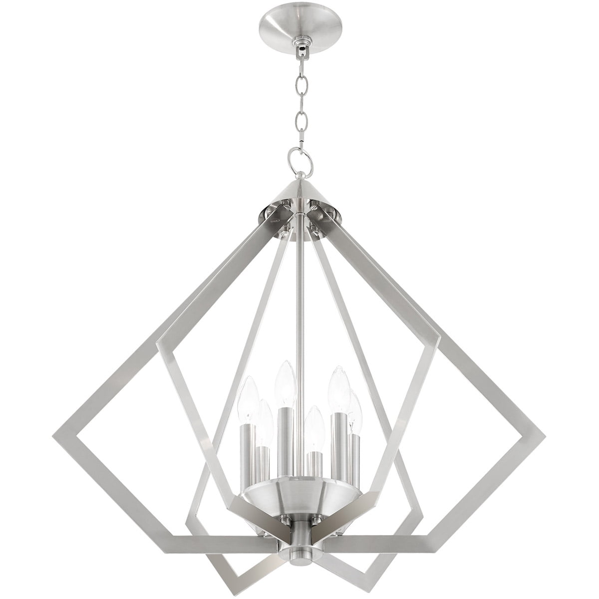 6 Light Brushed Nickel Chandelier with Steel base material