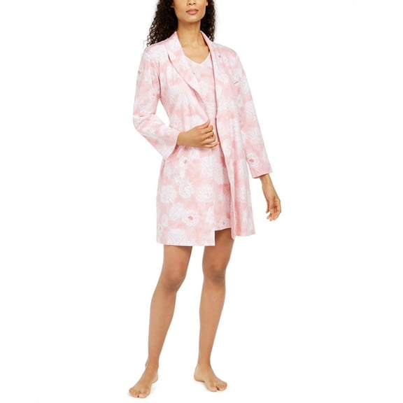 Charter Club Womens Sleepwear Cotton Floral Print Wrap Robe;Medium