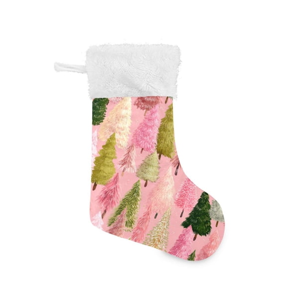 Pink Green Christmas Tree Christmas Stockings Large Capacity 18 inch Gift Bag with Hook Xmas Holiday Decor 1 Pack