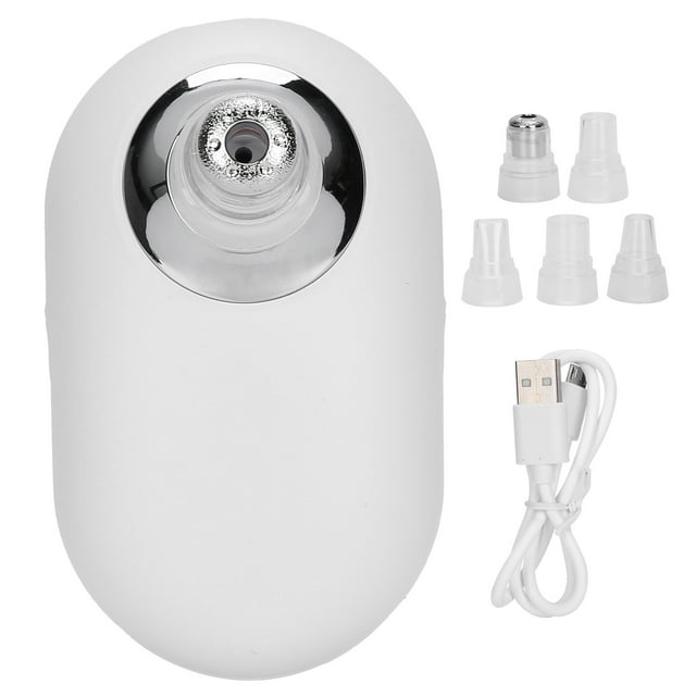 Máquina eléctrica de eliminación de espinillas 5 en 1, limpiador de poros faciales con succión al vacío (blanco + plateado)
