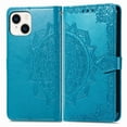 thumbnail image 6 of TECH CIRCLE Case for iPhone 15 (2023) - [Embossed Flower Pattern] PU Leather Shell Soft Silicone Back Cover Magnetic Folio Cute Wallet Phone Case with Card Holder/Pocket/Stand Feature, Blue, 6 of 7