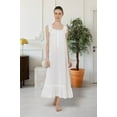 thumbnail image 5 of Miss Lavish London Victorian Style Nightgown Sleeveless Long Sleepwear Women Cotton Plus Size Vintage Nightdress, White 14, 5 of 8