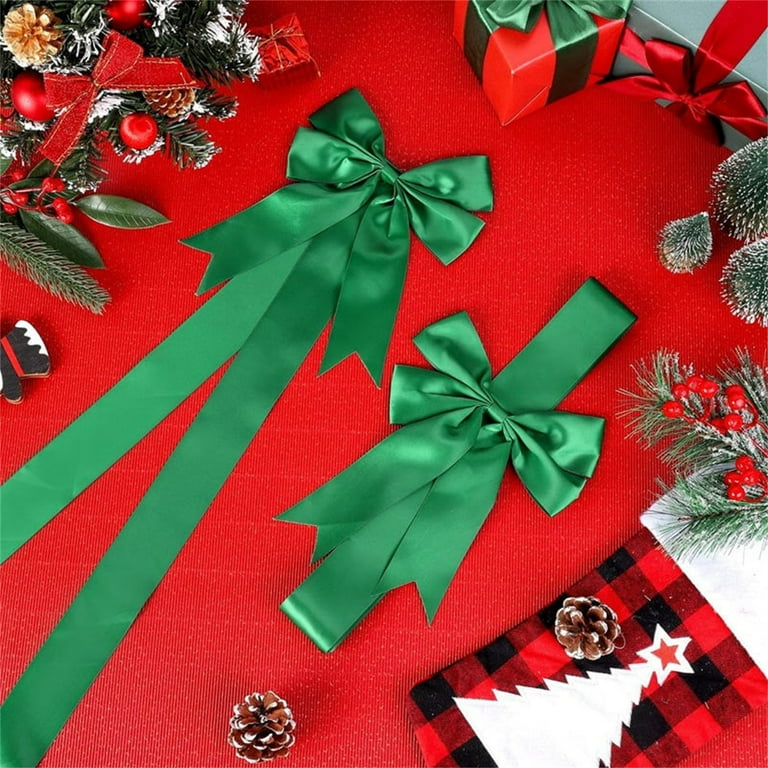 10 Pcs Christmas Cabinet Door Bows - Red & White Candy Cane Striped Ribbons For Holiday Kitchen Decoration