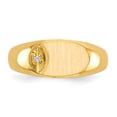 thumbnail image 4 of 14K Yellow Gold Ring Band Signet Diamond Round 6.5x11.0mm AA Open Back, Size 9, 4 of 5