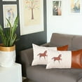 thumbnail image 5 of Set Of Two 20" X 12" Beige And Brown Horse Zippered Handmade Faux Leather Lumbar Pillow With Embroidery, 5 of 7