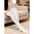 thumbnail image 2 of Deago Women Thigh High Socks Over the Knee Socks Cotton Knit Warm Long Boot Stockings Leg Warmers (White), 2 of 8