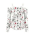 thumbnail image 5 of WREESH Womens Fashion Off The Shoulder Tops Slim V Neck Casual Patchwork Color Printing T-Shirts Long Sleeve Pullover Blouse Tops White, 5 of 5