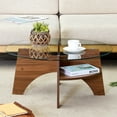 thumbnail image 2 of 31.5" Round Glass Coffee Table for Living Room,Mid Century Modern Center Table with Tempered Glass Top,Small Circle Coffee Tables with Storage for Home,Office,Walnut, 2 of 8