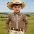 thumbnail image 2 of FINALGANG Stylish Boys Western Cowboy Shirt Fashion Printed Long Sleeve Shirts Kids Regular Fit Casual Button Down Shirt Festival Party Tops 6-7 Years, 2 of 4