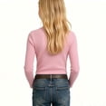 thumbnail image 5 of NAISIBABY Girls T-Shirts Size 8, Long Sleeve Ribbed Crew Neck School Uniform Basic Tee Pink, 5 of 6