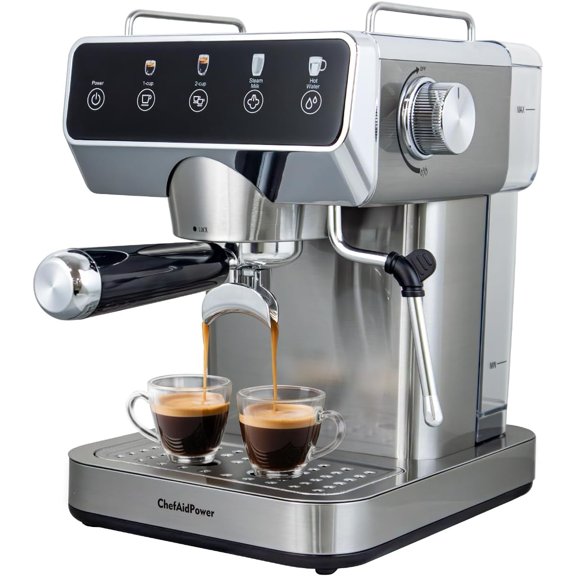 20 Bar, Stainless Steel Espresso Coffee Machine with Milk Frother, Coffee Machine with 51oz Removable Water Tank for Americano, Latte & Cappuccino
