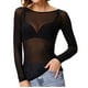 thumbnail image 3 of ICHUANYI Clearance Women See-Through Long Sleeve Seamless Arm Shaper Top Mesh Shirt Blouse(Black, S) ICHUANYI WER2023080711477, 3 of 7
