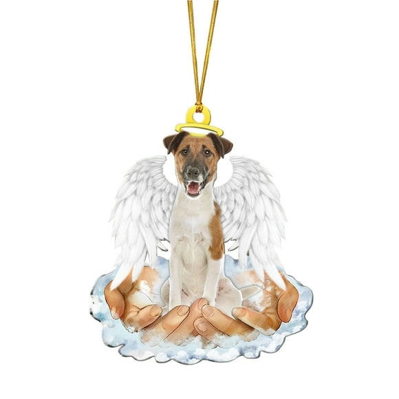 E Angel Wing Dog Christmas Ornament, Double-Sided Acrylic Hanging Pendant For Tree Car, Pet Memorial Gift