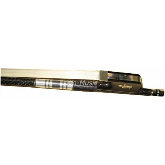Vio Music Woven Carbon Fiber Viola Bow, Ebony Frog with Fluer-de-lys Inlay and Pearl Dot Screw