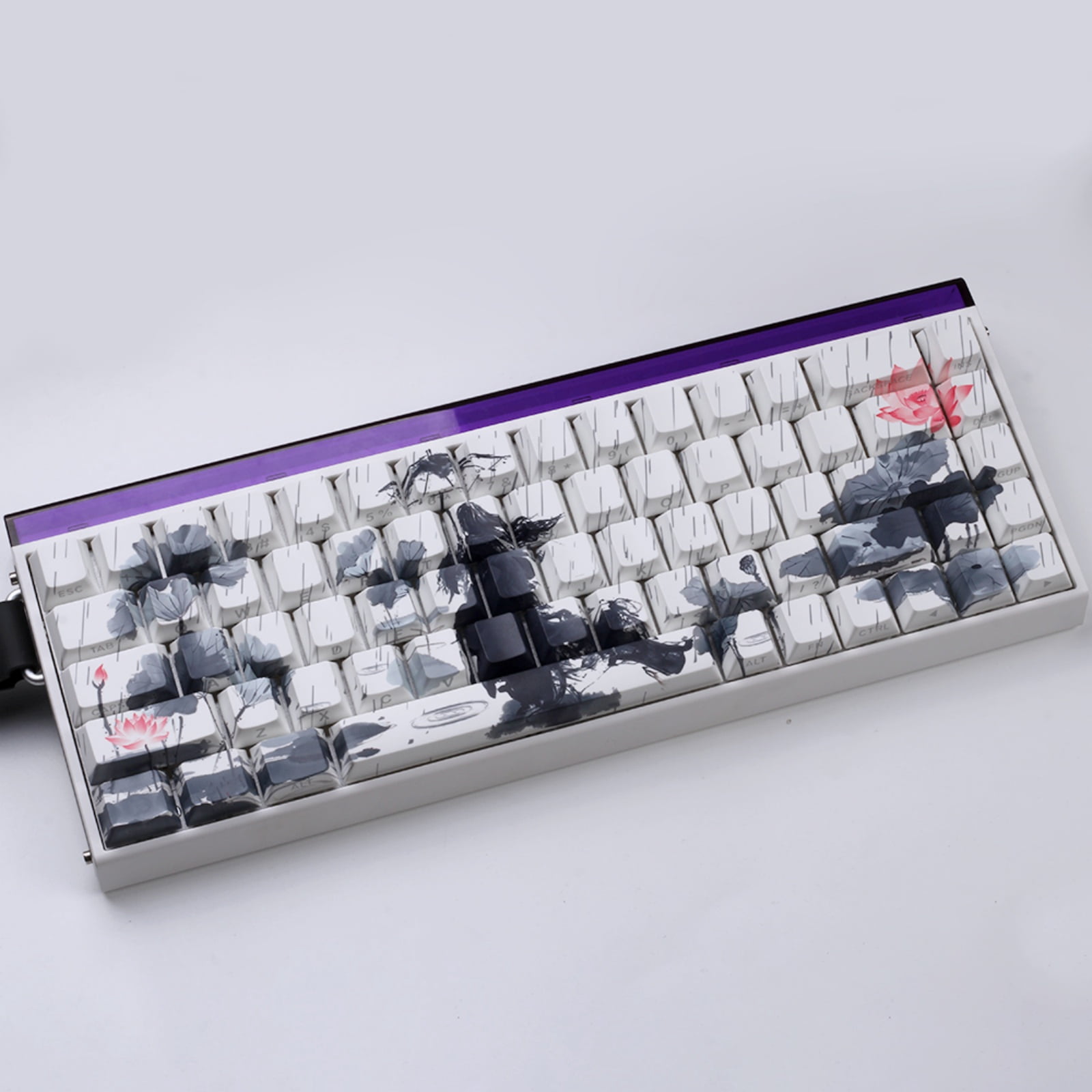 Wear Resistant Rain Flower Theme Keycaps Side Printed Wear Resistant for Gaming and Use 60% 68% Pattern