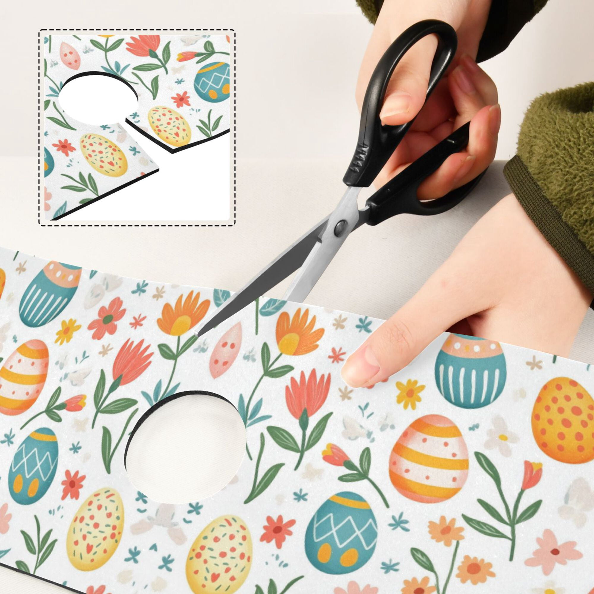 Yayeee Faucet Mat for Kitchen Sink 14.7" Diatomite Long Splash Guard Pad, Floral Easter Eggs
