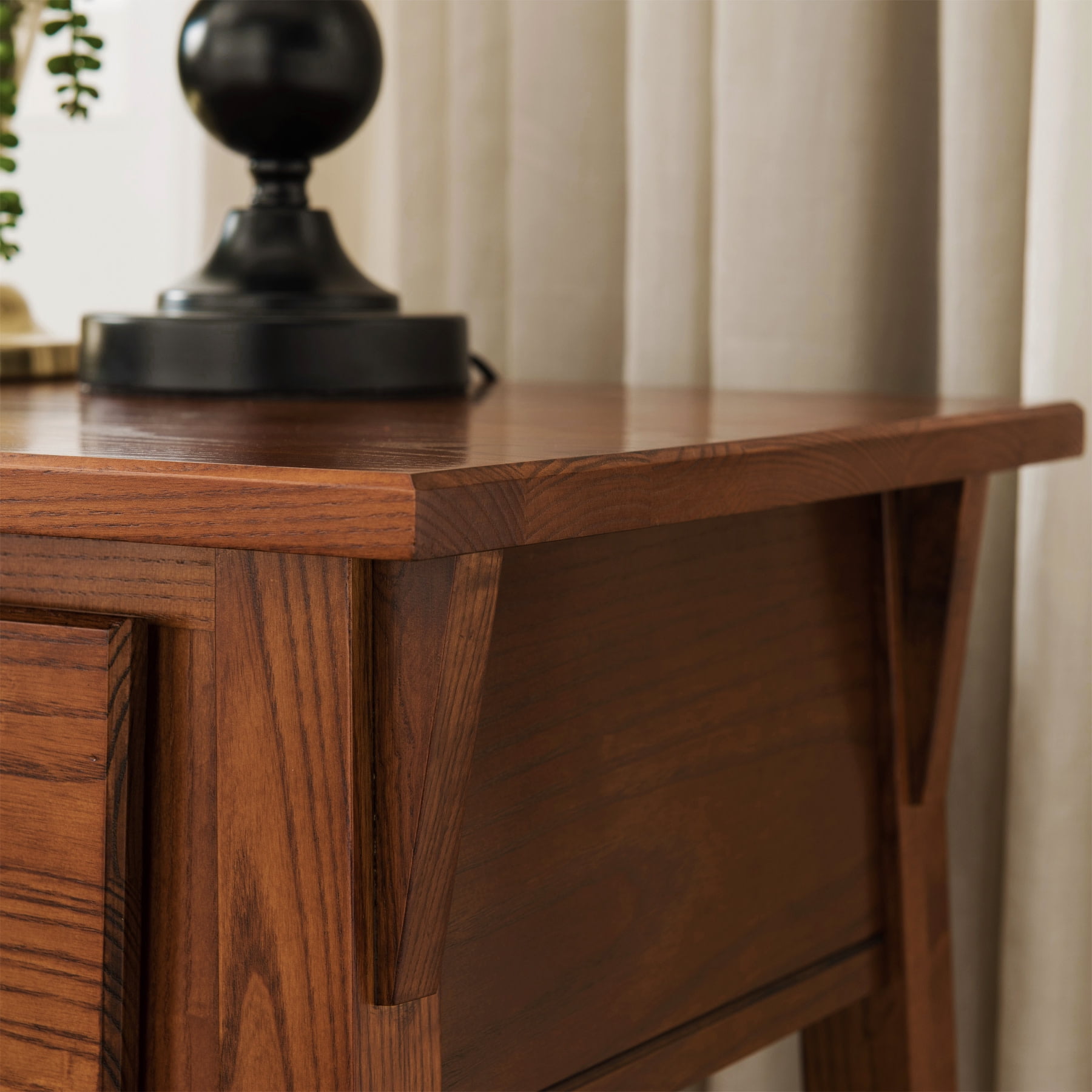 Leick Home Mission Solid Wood End Table with Drawer and Shelf, Russet Finish