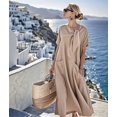 thumbnail image 4 of Robe Maxi Évasée Élégante à Manches Courtes avec Poche à Ruban pour Femmes, Coupe Ample Décontractée, Robe d'Été Kaki TTG, 4 of 7