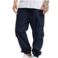 thumbnail image 6 of Baggy Cargo Pants for Men Multi Pockets Drawstring Elastic Waist Relaxed Tapered Leg Work Trousers Classic Solid Comfort Outdoor Jogger Hiking Pant, 6 of 7