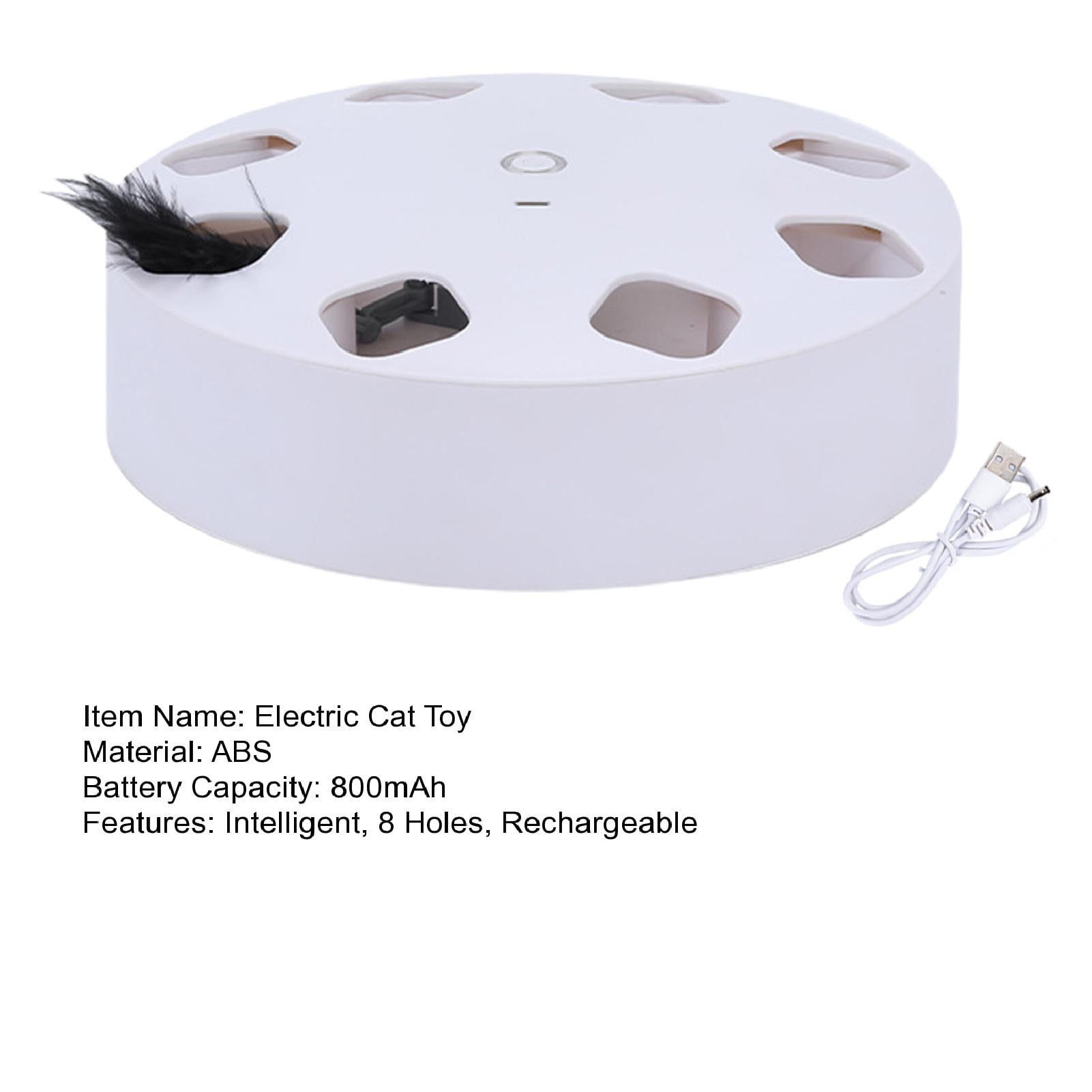 opvise Electric Cat Toy 8 Holes Design Replaceable Feather Intelligent Bite Resistant Automatic On/Off Relieve Boredom ABS Indoor Electric Smart Pet Cat Teaser Toy Blue