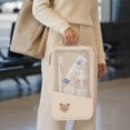 thumbnail image 4 of SUYOLL Beige Cartoon Bear Quilted Mesh Storage Pouch Organizer Cube Portable For Travel Toiletries Organization Saving Space, 4 of 6