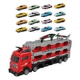 thumbnail image 2 of Juego de juguetes de camión transportador grande perfke catapulta pista de carreras con 16 coches color rojo, 2 of 9
