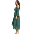 thumbnail image 4 of Womens Casual Boho Long Sleeve Off Shoulder Renaissance Peasant Dress, Green, Small, 4 of 5