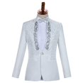 thumbnail image 4 of Disfraz de hombre adulto con cuello alto y lentejuelas, disfraz de cantante, presentador, coro de escenario, traje de hombre, 4 of 6