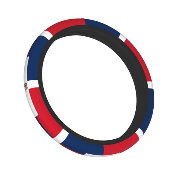 15 Inch Elastic Steering Wheel Cover Flag Of The Dominican Republic Steering Wheel Cover Universal Neoprene Steering Wheel Covers Protector