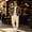 Beige, variant on Mens Jogger Sweatpants Solid Color Loose Fit Casual Trousers Drawstring Elastic Waist Ribbed Cuffed Ankle Pants