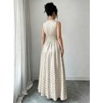 thumbnail image 2 of Apricot Women Sleeveless Polka Dot Maxi Dress V-Neck Gathered Waist, 2 of 7